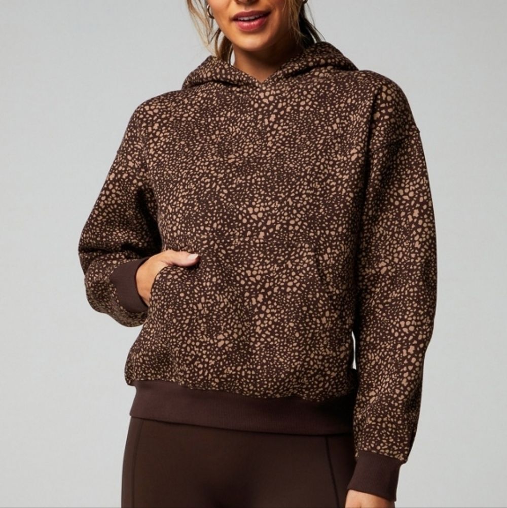 New Fabletics Cacao Spotted Animal Hoodie